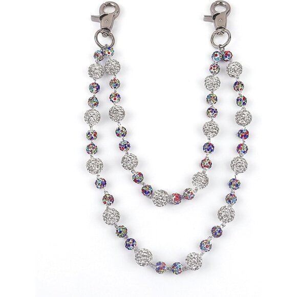 Layered Ceramic Bead Chain Keychain - Stylish & Non-Tangling Wallet Accessory - Picture 2 of 7